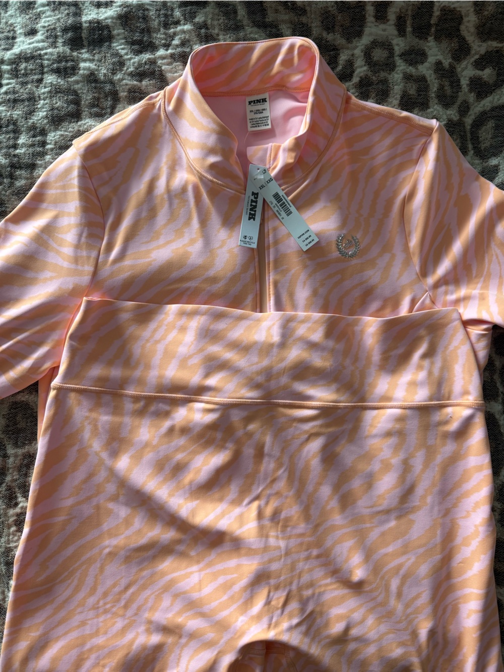 PINK Victoria's Secret Pink & Peach Zebra-Pattern Track Jacket